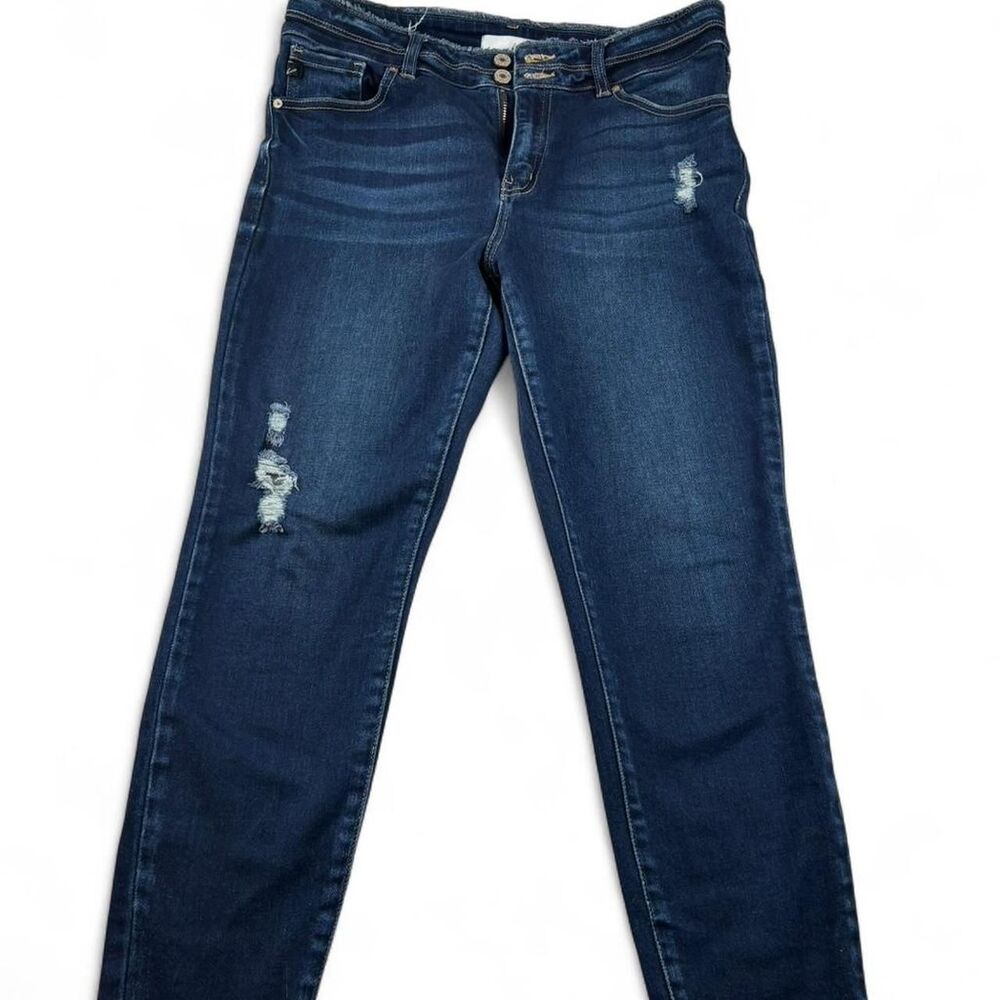 Kancan Women’s Dark Wash Distressed Skinny Jeans Size 13/30 Stretch Denim